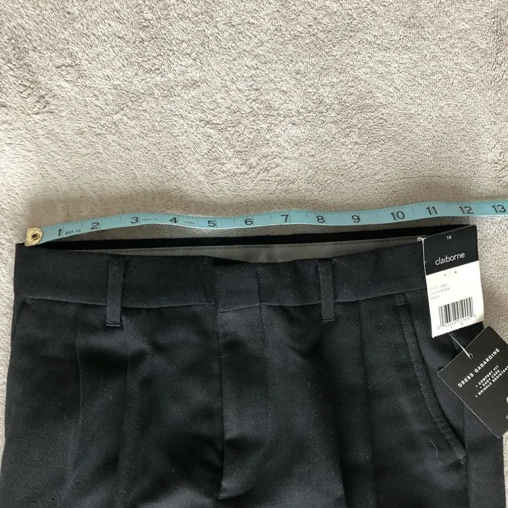 Claiborne Boys Gabardine Pleated Black Dress Pants